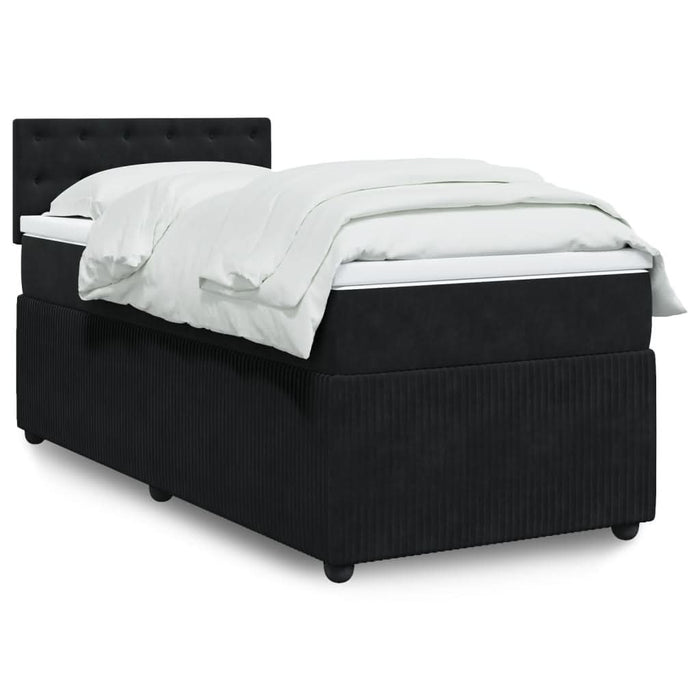 Pat box spring cu saltea, negru, 90x200 cm, catifea - WALTI WALTI