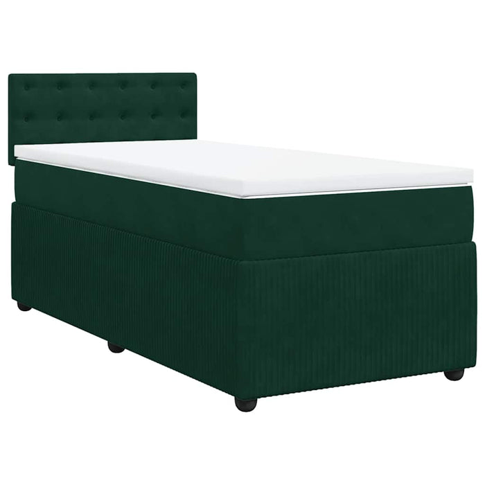 Pat box spring cu saltea, verde închis, 90x200 cm, catifea - WALTI WALTI