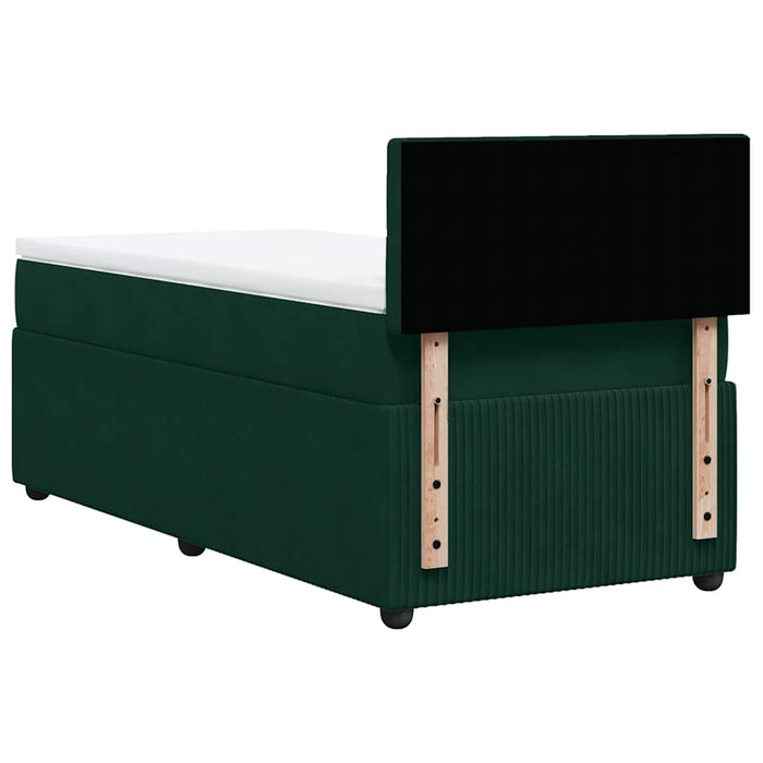 Pat box spring cu saltea, verde închis, 90x200 cm, catifea - WALTI WALTI