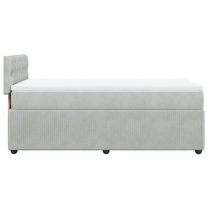 Pat box spring cu saltea, gri deschis, 90x200 cm, catifea - WALTI WALTI