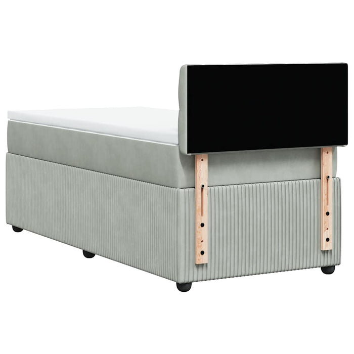Pat box spring cu saltea, gri deschis, 90x200 cm, catifea - WALTI WALTI