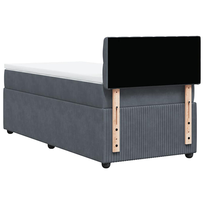 Pat box spring cu saltea, gri închis, 90x200 cm, catifea - WALTI WALTI