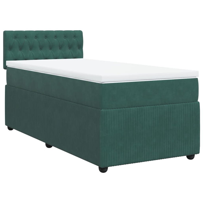 Pat box spring cu saltea, verde închis, 90x200 cm, catifea - WALTI WALTI