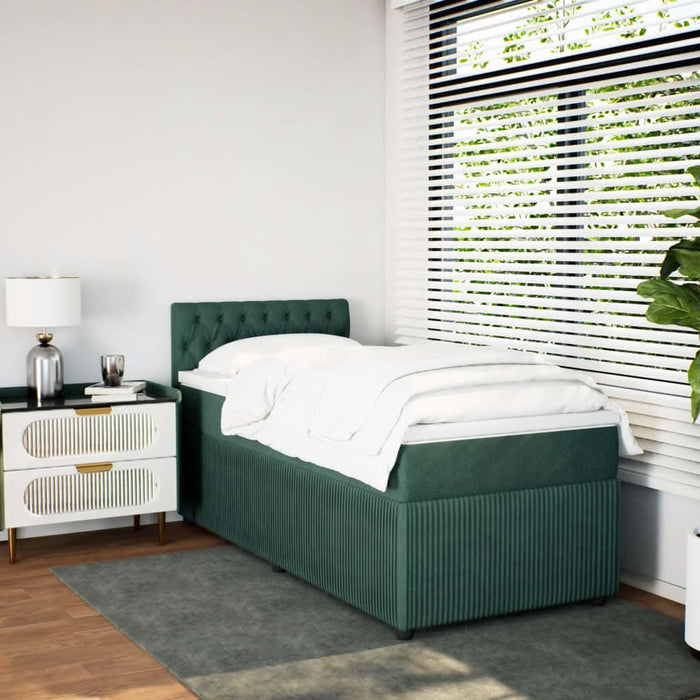 Pat box spring cu saltea, verde închis, 90x200 cm, catifea - WALTI WALTI