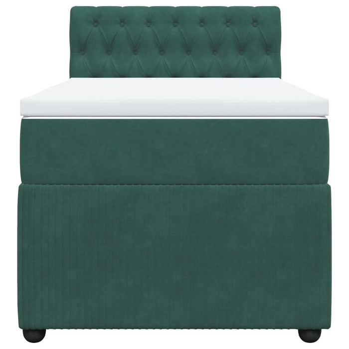 Pat box spring cu saltea, verde închis, 90x200 cm, catifea - WALTI WALTI