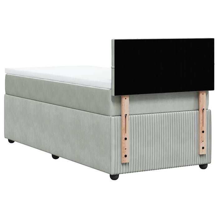 Pat box spring cu saltea, gri deschis, 90x200 cm, catifea - WALTI WALTI
