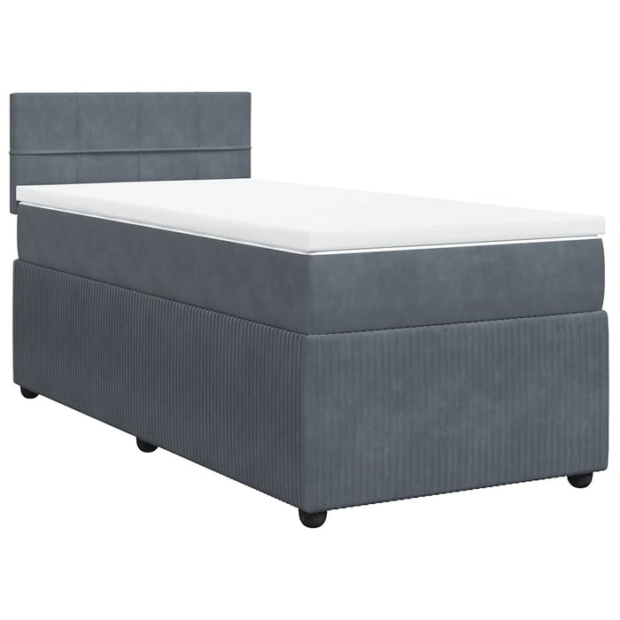 Pat box spring cu saltea, gri închis, 90x200 cm, catifea - WALTI WALTI