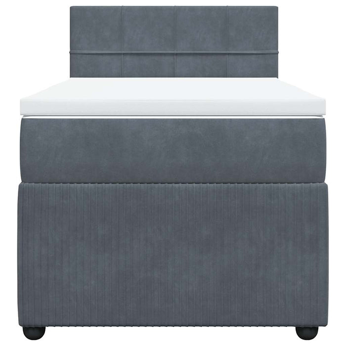 Pat box spring cu saltea, gri închis, 90x200 cm, catifea - WALTI WALTI