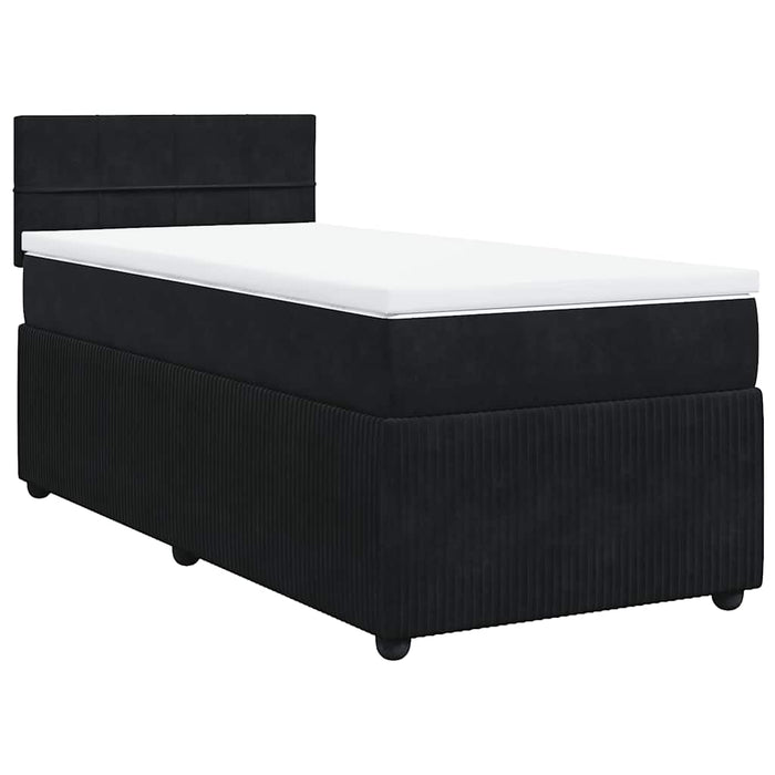 Pat box spring cu saltea, negru, 90x200 cm, catifea - WALTI WALTI