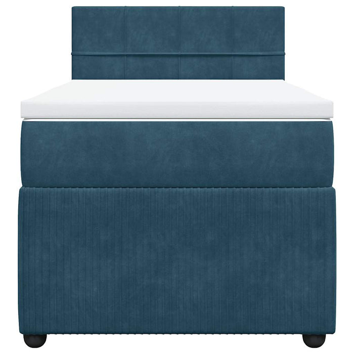 Pat box spring cu saltea, albastru, 90x200 cm, catifea - WALTI WALTI