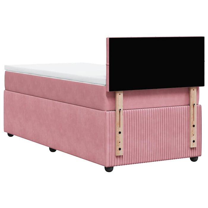 Pat box spring cu saltea, roz, 90x200 cm, catifea - WALTI WALTI