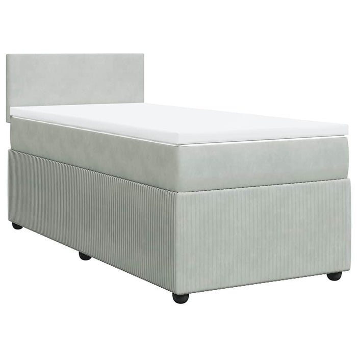 Pat box spring cu saltea, gri deschis, 100x200 cm, catifea - WALTI WALTI
