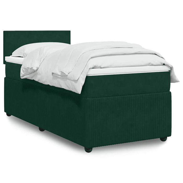 Pat box spring cu saltea, verde închis, 100x200 cm, catifea - WALTI WALTI
