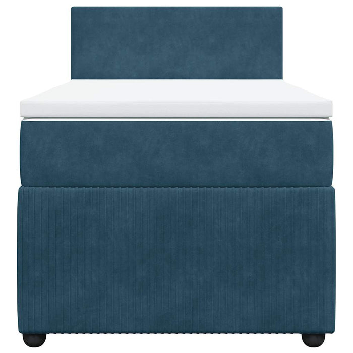 Pat box spring cu saltea, albastru, 100x200 cm, catifea - WALTI WALTI