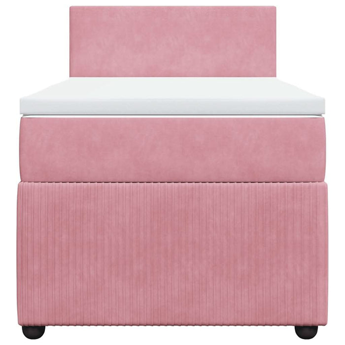 Pat box spring cu saltea, roz, 100x200 cm, catifea - WALTI WALTI