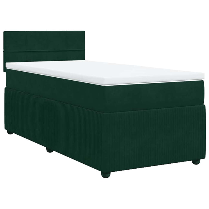 Pat box spring cu saltea, verde închis, 100x200 cm, catifea - WALTI WALTI