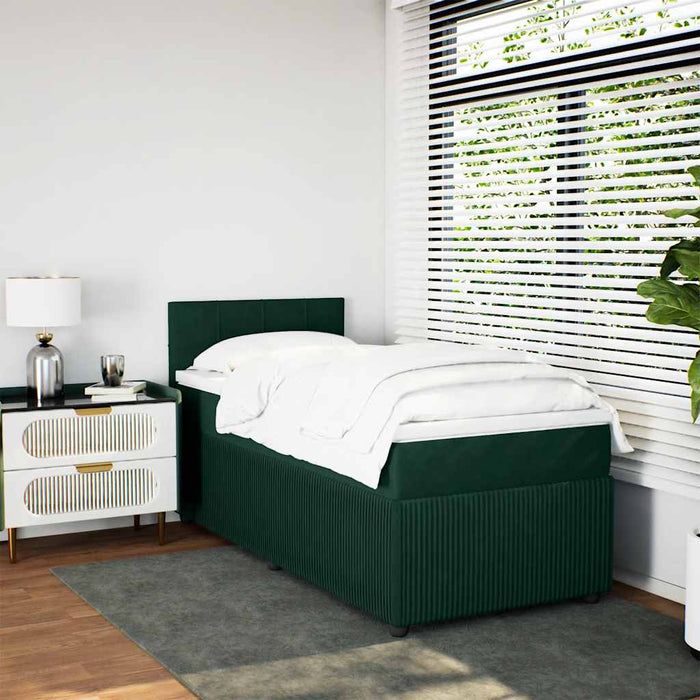 Pat box spring cu saltea, verde închis, 100x200 cm, catifea - WALTI WALTI