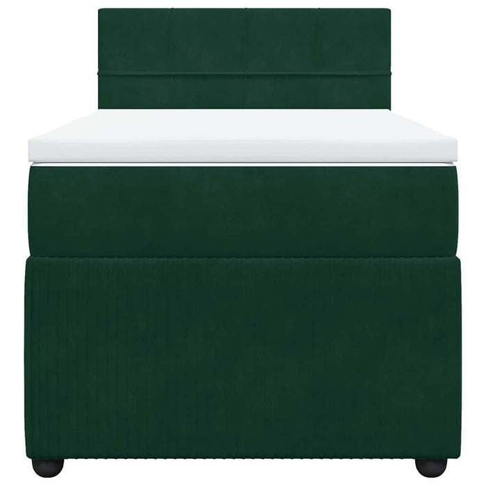 Pat box spring cu saltea, verde închis, 100x200 cm, catifea - WALTI WALTI