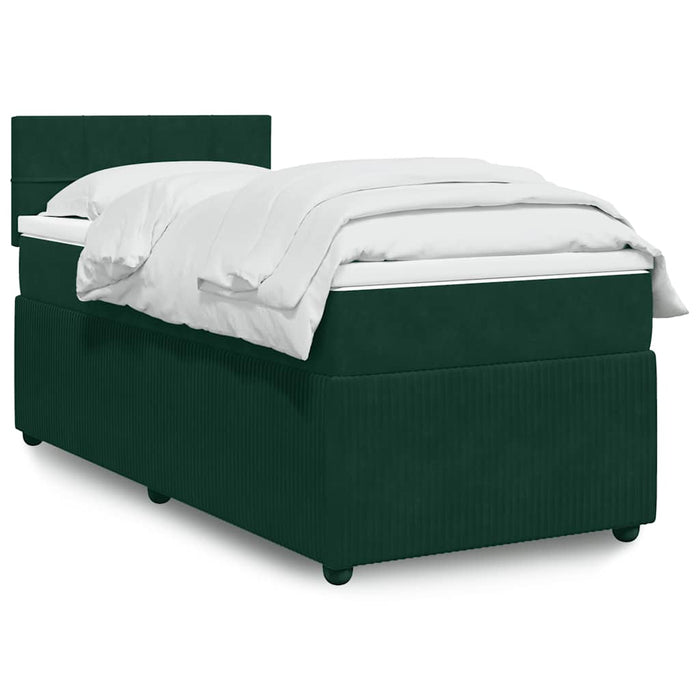 Pat box spring cu saltea, verde închis, 100x200 cm, catifea - WALTI WALTI