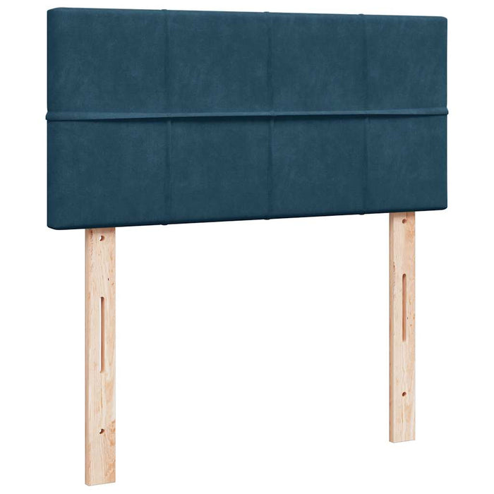 Pat box spring cu saltea, albastru, 100x200 cm, catifea - WALTI WALTI