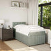 Pat box spring cu saltea, gri deschis, 100x200 cm, catifea - WALTI WALTI