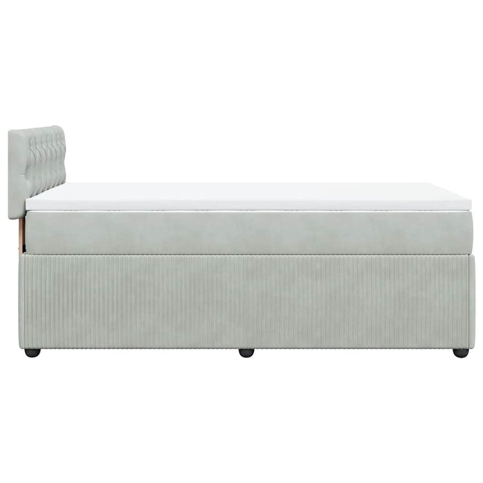 Pat box spring cu saltea, gri deschis, 100x200 cm, catifea - WALTI WALTI