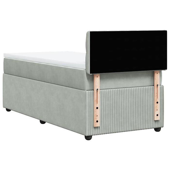 Pat box spring cu saltea, gri deschis, 100x200 cm, catifea - WALTI WALTI
