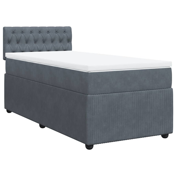 Pat box spring cu saltea, gri închis, 100x200 cm, catifea - WALTI WALTI