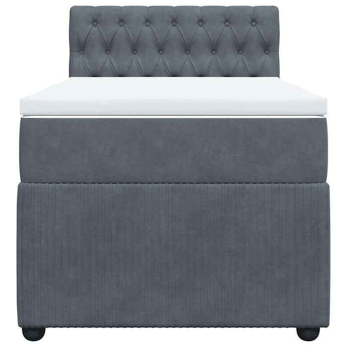 Pat box spring cu saltea, gri închis, 100x200 cm, catifea - WALTI WALTI