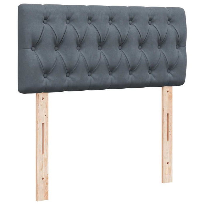 Pat box spring cu saltea, gri închis, 100x200 cm, catifea - WALTI WALTI