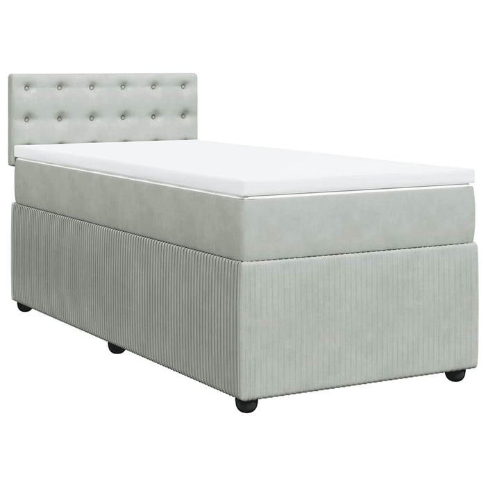 Pat box spring cu saltea, gri deschis, 100x200 cm, catifea - WALTI WALTI
