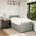 Pat box spring cu saltea, gri deschis, 100x200 cm, catifea - WALTI WALTI