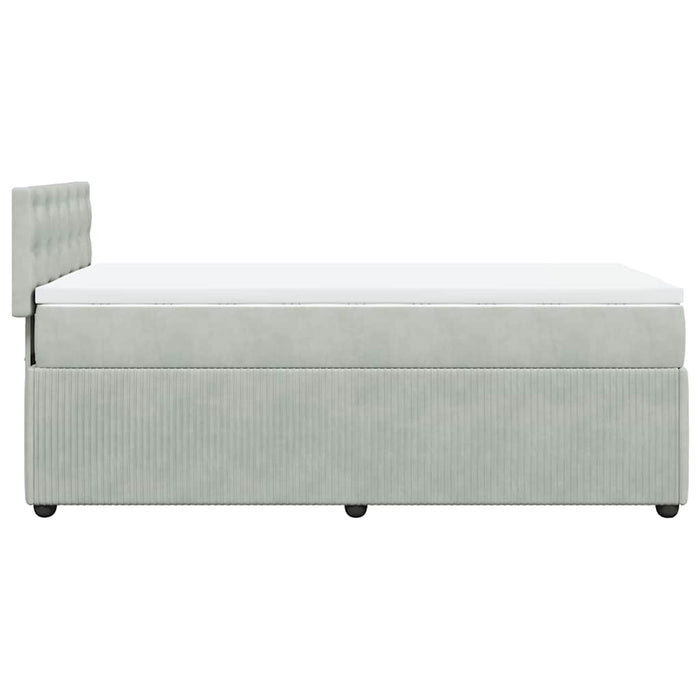 Pat box spring cu saltea, gri deschis, 100x200 cm, catifea - WALTI WALTI