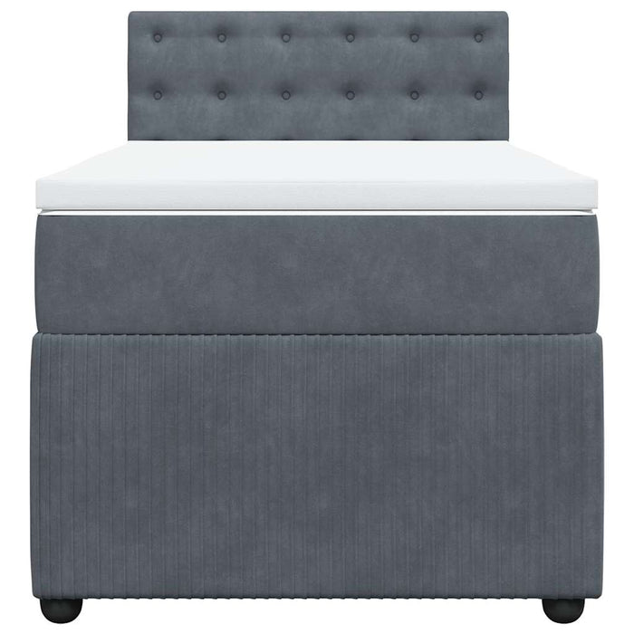 Pat box spring cu saltea, gri închis, 100x200 cm, catifea - WALTI WALTI