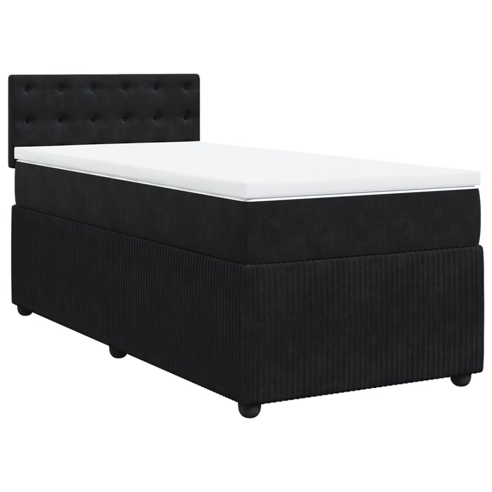 Pat box spring cu saltea, negru, 100x200 cm, catifea - WALTI WALTI