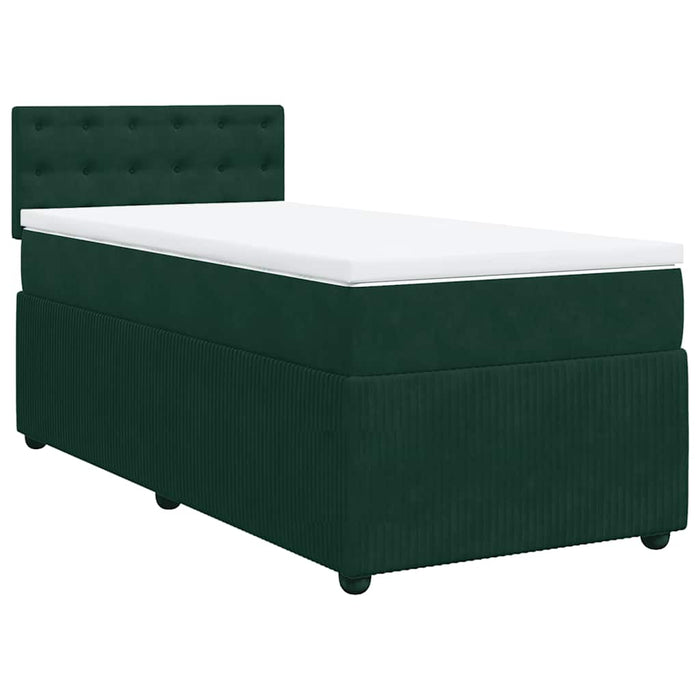 Pat box spring cu saltea, verde închis, 100x200 cm, catifea - WALTI WALTI