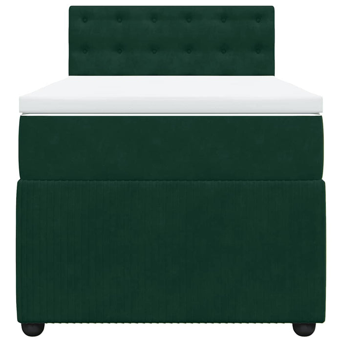 Pat box spring cu saltea, verde închis, 100x200 cm, catifea - WALTI WALTI