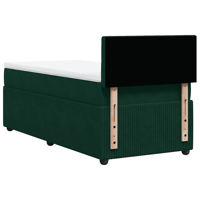 Pat box spring cu saltea, verde închis, 100x200 cm, catifea - WALTI WALTI