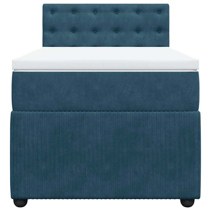 Pat box spring cu saltea, albastru, 100x200 cm, catifea - WALTI WALTI