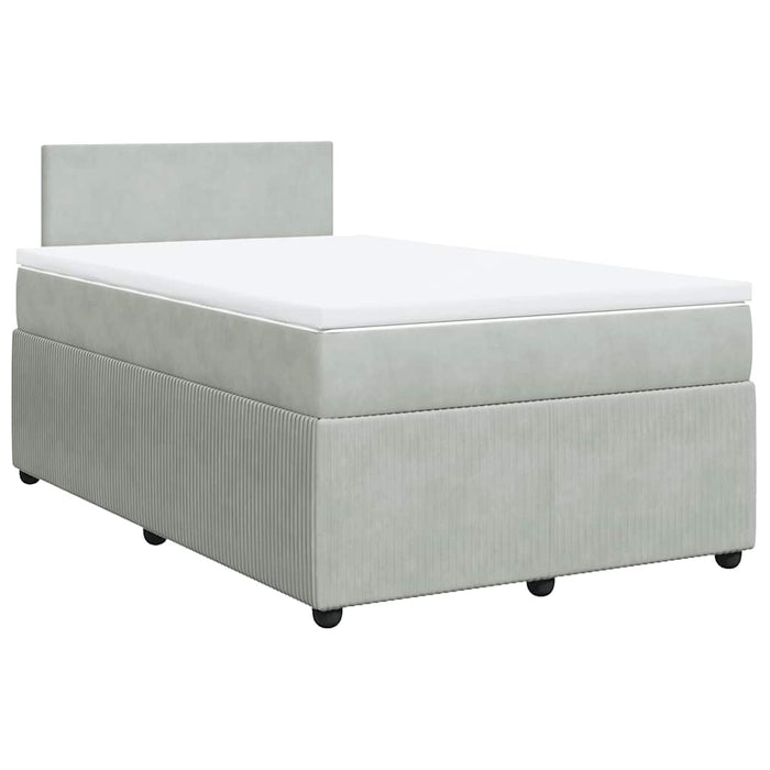 Pat box spring cu saltea, gri deschis, 120x190 cm, catifea - WALTI WALTI