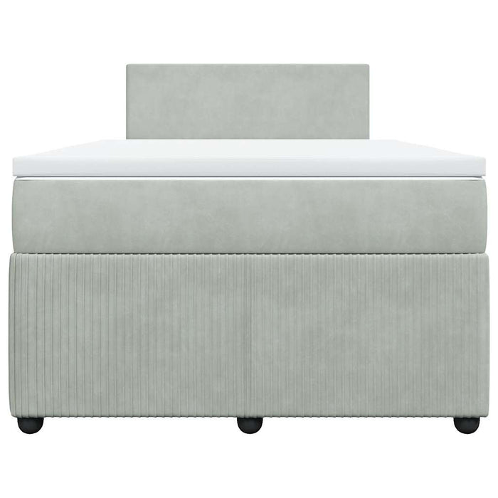 Pat box spring cu saltea, gri deschis, 120x190 cm, catifea - WALTI WALTI