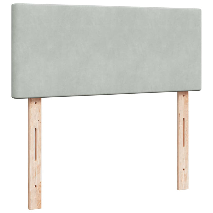 Pat box spring cu saltea, gri deschis, 120x190 cm, catifea - WALTI WALTI