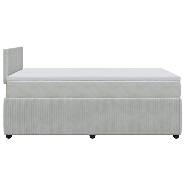 Pat box spring cu saltea, gri deschis, 120x190 cm, catifea - WALTI WALTI