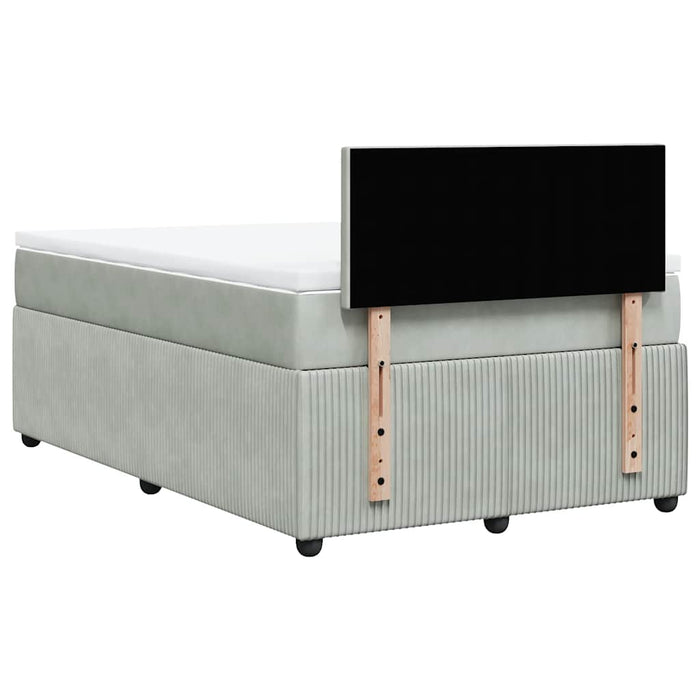 Pat box spring cu saltea, gri deschis, 120x190 cm, catifea - WALTI WALTI