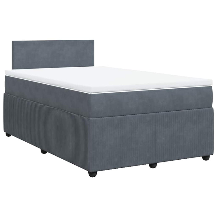 Pat box spring cu saltea, gri închis, 120x190 cm, catifea - WALTI WALTI