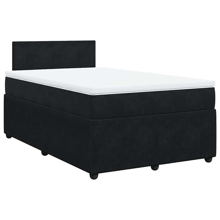 Pat box spring cu saltea, negru, 120x190 cm, catifea WALTI