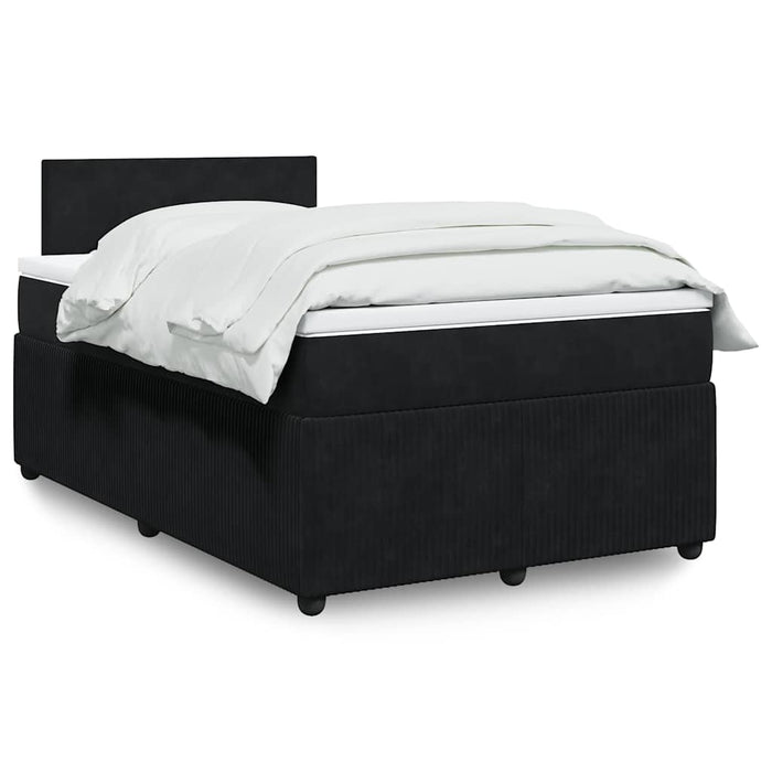 Pat box spring cu saltea, negru, 120x190 cm, catifea WALTI