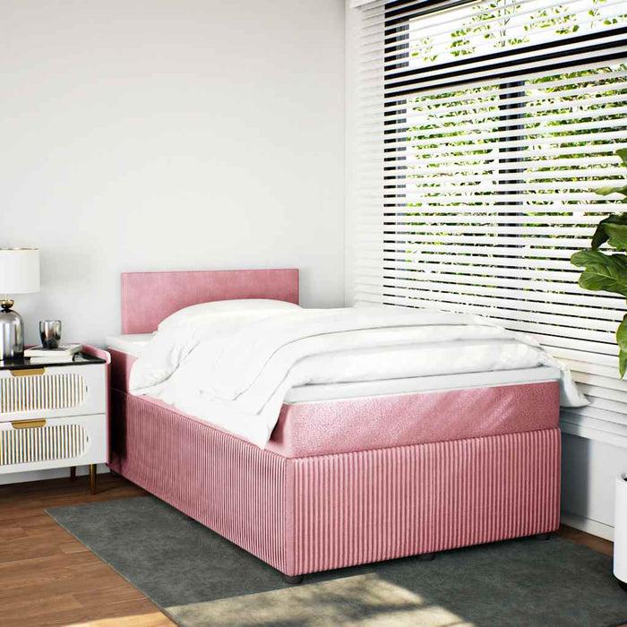Pat box spring cu saltea, negru, 120x190 cm, catifea WALTI