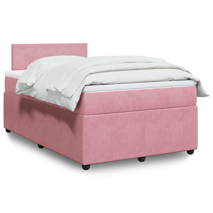 Pat box spring cu saltea, negru, 120x190 cm, catifea WALTI