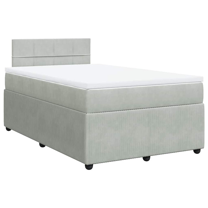Pat box spring cu saltea, gri deschis, 120x190 cm, catifea - WALTI WALTI